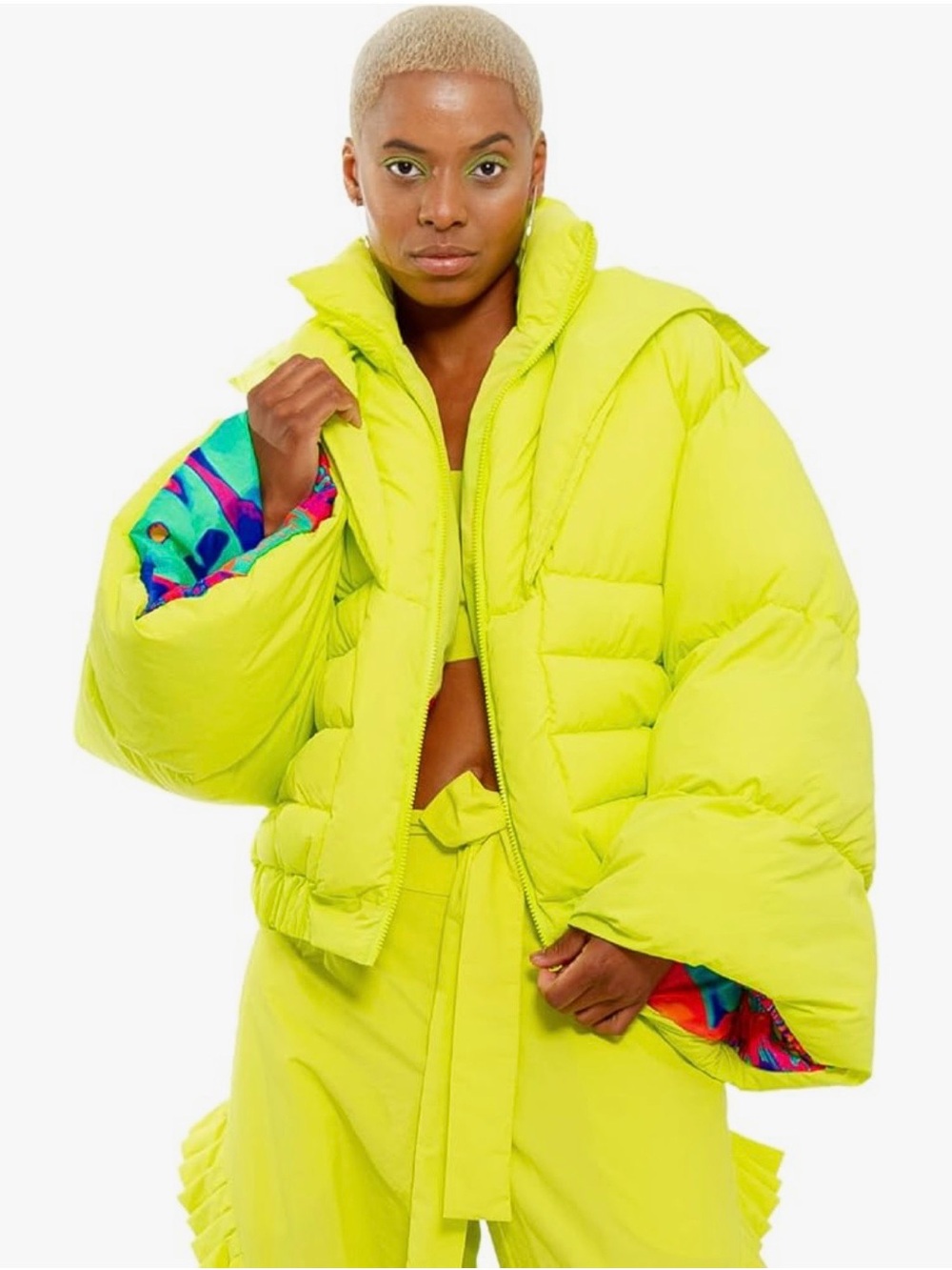 Chaouiche Yellow Citron Oversized Puffer Jacket